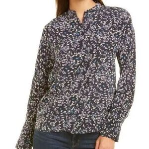 Club Monaco Navy and White Floral Blouse